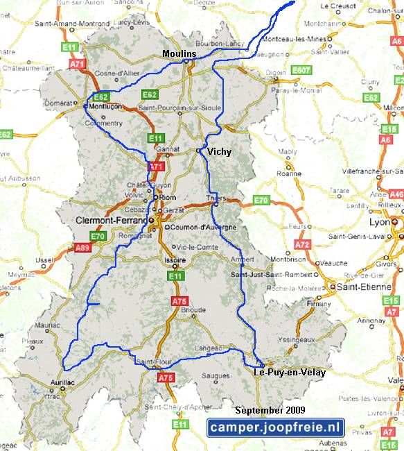 Route door de Auvergne